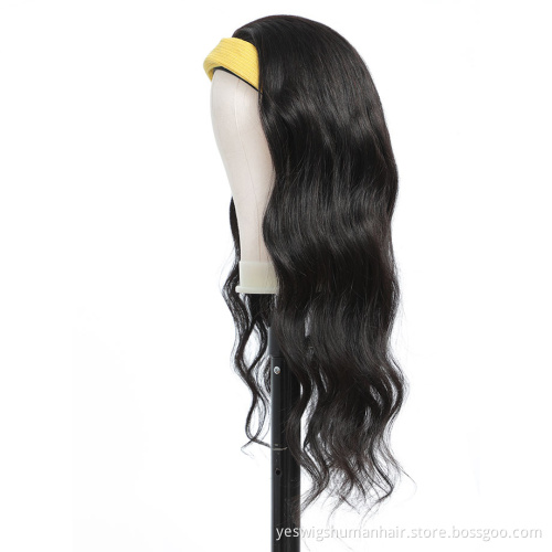 In Stock Mink Brazilian Cuticle Aligned  Pre Plucked Headband Wigs Human Hair wigs none lace Wig natural Body Wave human hair